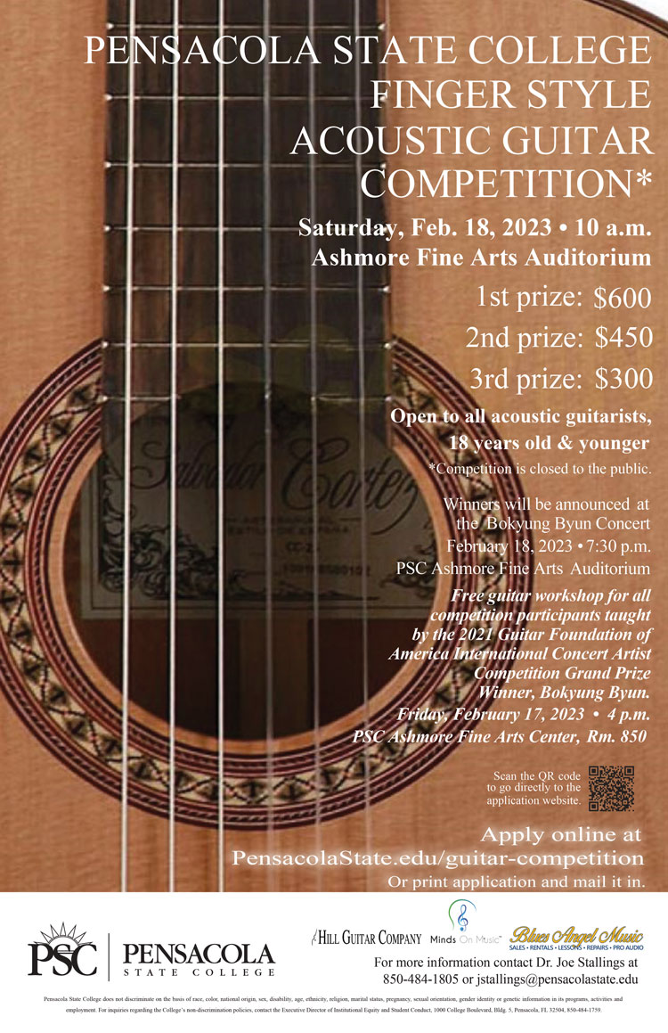 decorative image of guitar-poster , 2023 Pensacola State College Finger Style Acoustic Guitar Competition 2023-03-03 12:33:24